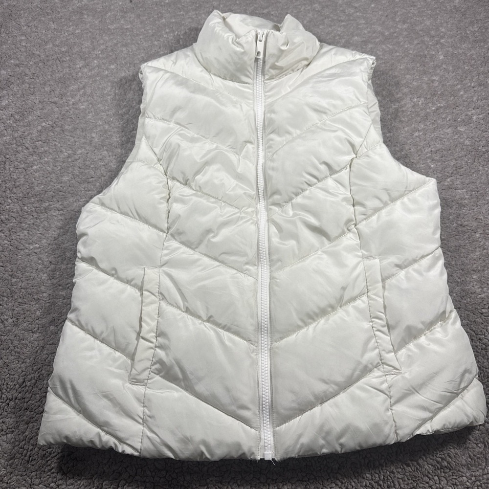 Cole Haan Women's Chevron Quilted Puffer Vest Zip Front Layer Fall Insulated med